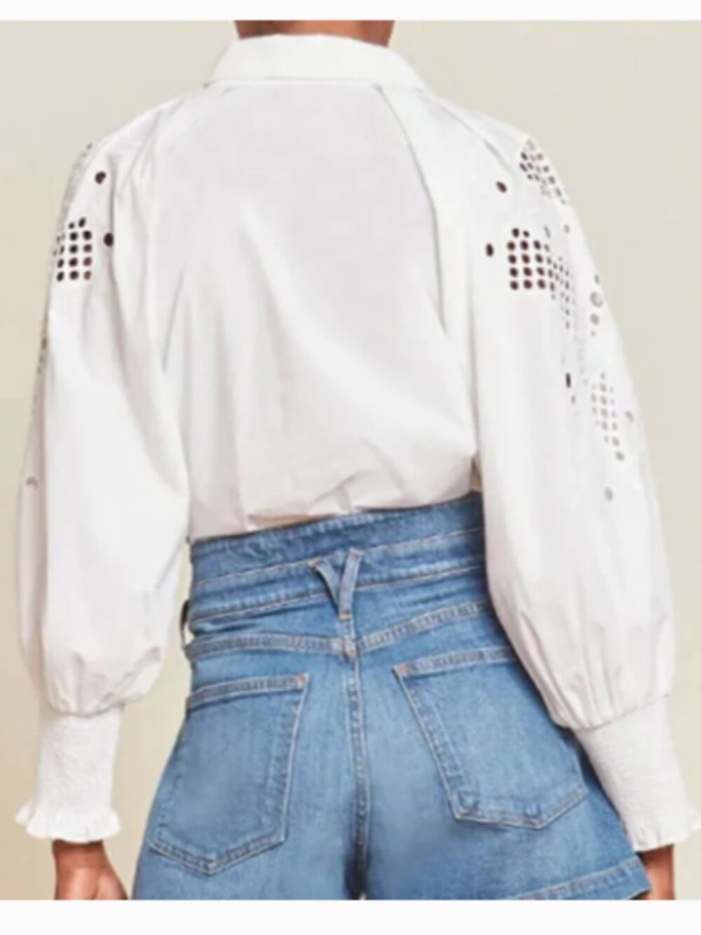 VERONICA BEARD White Lilah Eyelet Button Down Top Size 2 - Picture 2 of 10